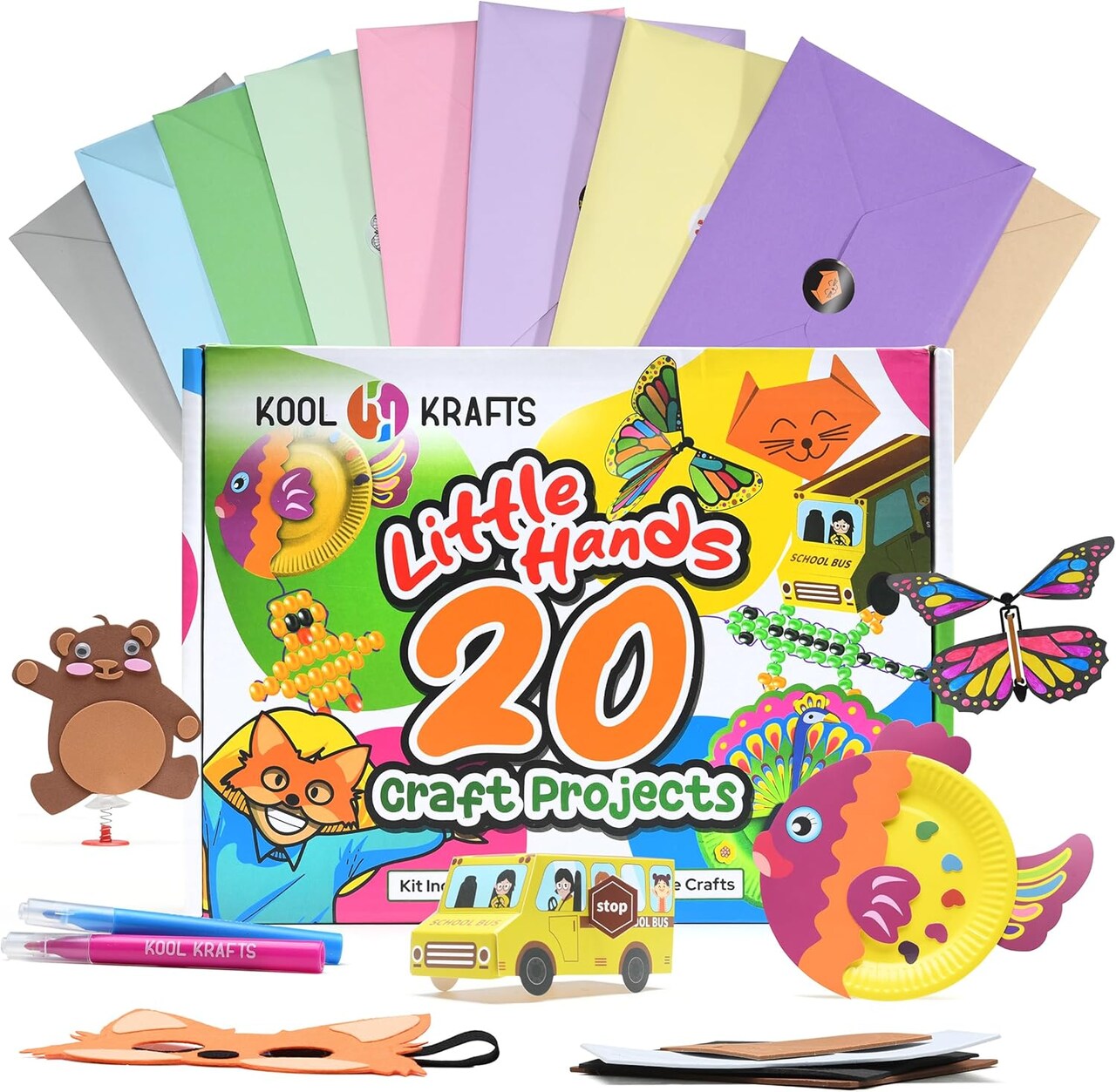 20 Arts & Crafts Kit for Kids, All-Inclusive, No Mess Craft Kits & Supplies for Boys & Girls – DIY Creative Activity, Easy Step-by-Step Guide, Individually Packaged Crafts, Christmas Gift, Travel Gift
